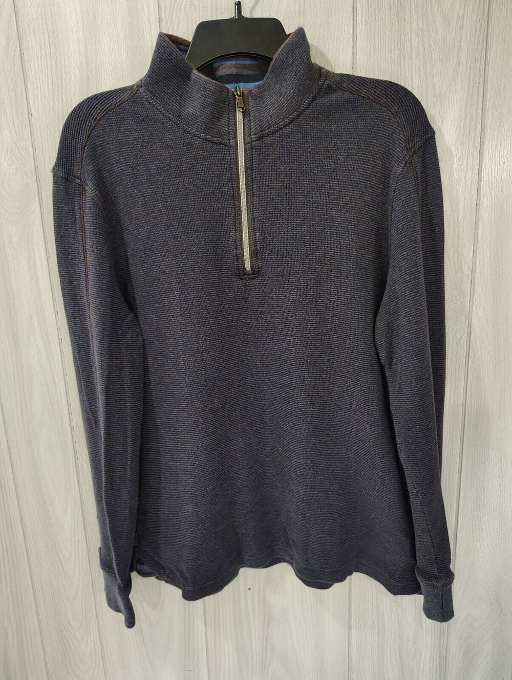 Robert Graham Sweater Blue 1/4 Zip Men's Pullover Cotton Thermal Men's Size XL